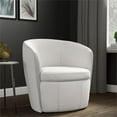 thumbnail image 5 of Pemberly Row Traditional All Italian Leather Swivel Club Chair in White, 5 of 8