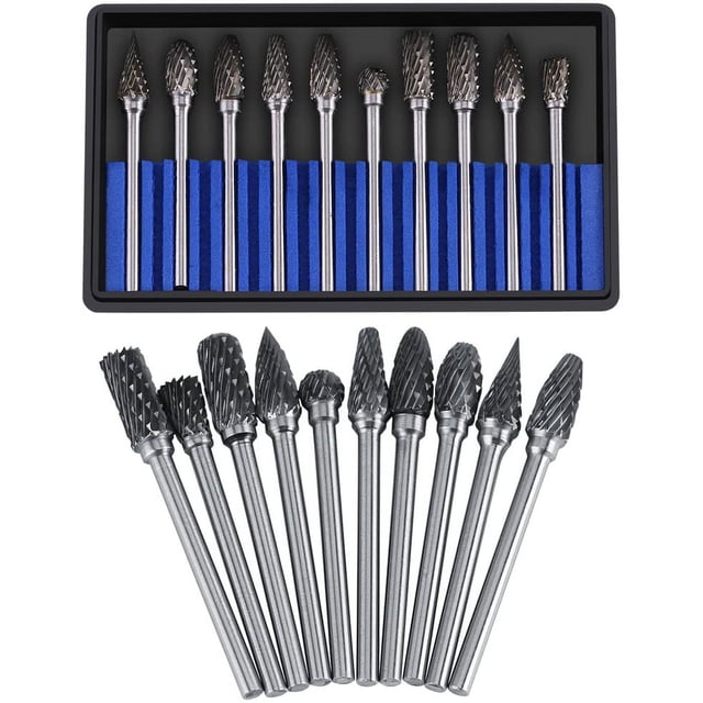 Lima rotatoria 3*6mm fondo azul caja negra grano doble mixto 10uds Adepaton YQ-0980
