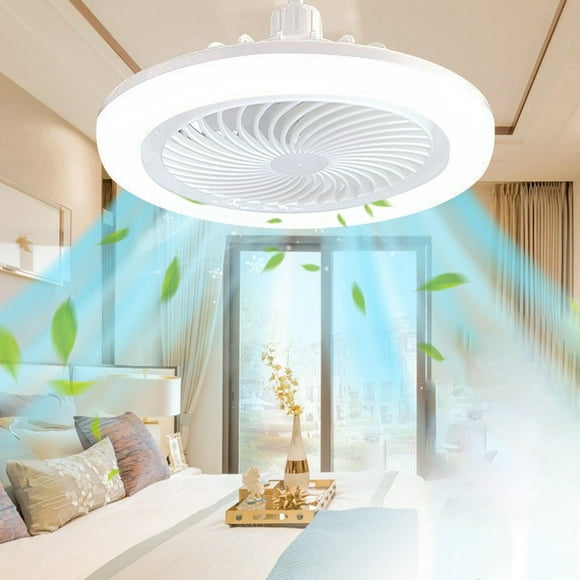 Boovnll Fan, E27 Ceiling Fan with Lights Enclosed Low Fan Light Ceiling Light with Fan Hidden Fan Delier Gimbal White Light, Portable Fan