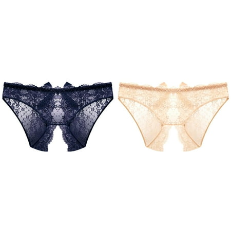 (2-Pack) Kcodviy Panties Women s Lace Womens Plus Size Garter Belt Briefs Crotch Low Underwear Womens Corsets & Bustiers Waist Underpants Open