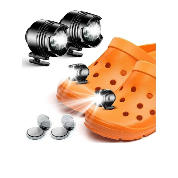 LED Original 2-Headlight Flashlight Attachment for Crocs - Clip-on Headlamp Shoe Decoration, Accessories for Kids, Girl, Boy, Women, Men & Adult Sandals