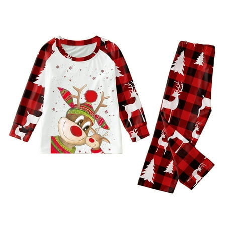 

CAICJ98 Womens Pajamas Christmas Family Matching Clothes Outfits For Couples Dog Owner Long Sleeve T-Shirt + Casual Trouser Pant Set Xmas Party