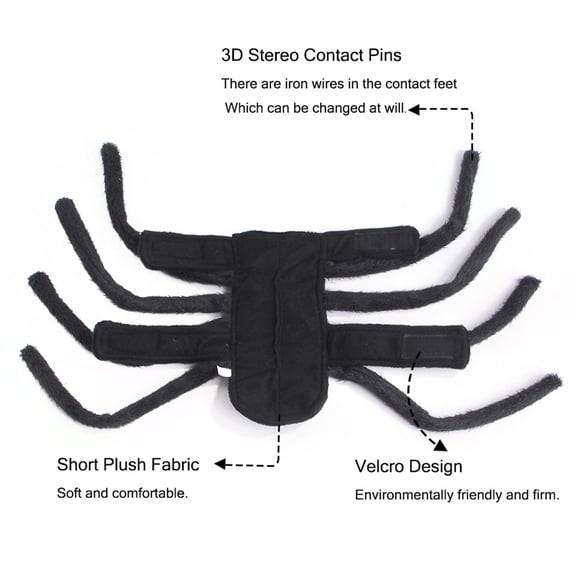 Pet Spider Costume, Adjustable Chest & Back Harness for Small Dogs & Cats, Funny Halloween Transforming Outfit for Cosplay & Photo Shoot, Chihuahua Costume, M