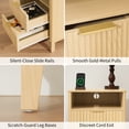 thumbnail image 5 of Fluted Nightstand with Charging Station, Bedside Table with 2 Drawers and Storage Shelf, Mid Century Modern Side Table for Bedroom Living Room,Natural, 5 of 11