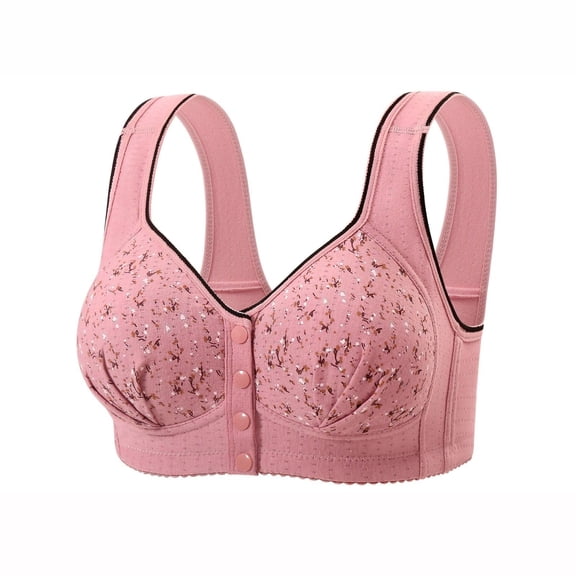Bras for Older Women Front Closure Wireless Push Up Full Coverage Bra Soft Seamless Underwear