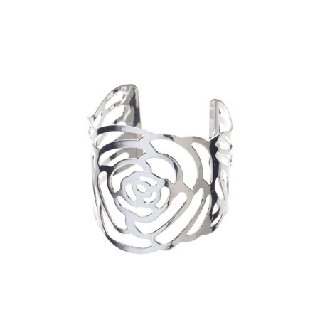 Flower Napkin Rings Ella Celebration Metal Rose Flower Napkin Ring Holders, Bulk Napkin Rings for Weddings, Silver Set of 12 (Silver) ()