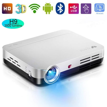 WOWOTO H9 Video Projector, 3500 lumens 3D DLP Projector 1280x800 Support 1080P Full HD , Android 4.4 OS , with Keystone, HDMI, WIFI &
