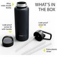 thumbnail image 3 of BluePeak Double Wall Insulated Stainless Steel Water Bottle With Straw - 24 Oz Wide Mouth Flask Thermos With Handle & Extra Lid, Keeps Drink Cold Or Hot For Sports, Hiking, Workout (Black), 3 of 5