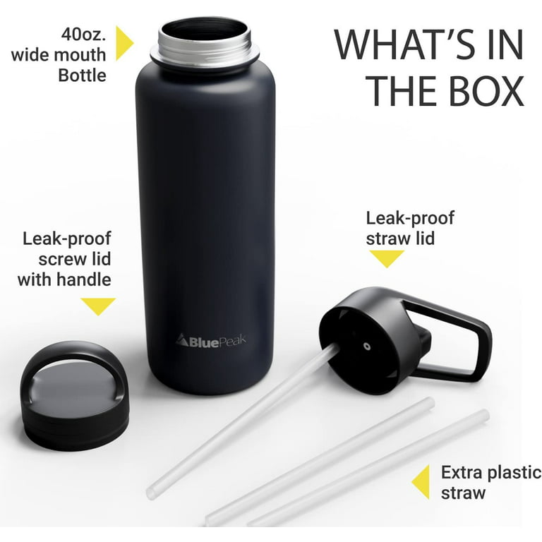 Thermos 40-oz. Stainless Steel Hydration Bottle with Straw, Black