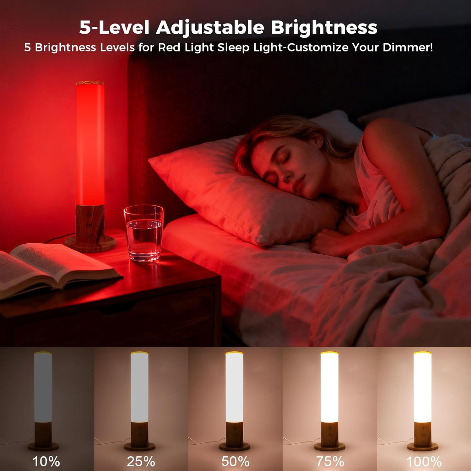 670nm Red Light Therapy Lamp, 10000 Lux Sun Simulation Light to Improve Sleep Quality & Relieve Blues