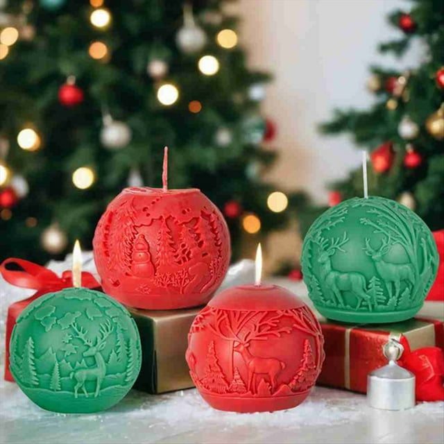 Moldes de Silicona para Velas con Forma de Bola de Nieve para Navidad, 4 Unidades, para Hacer Yeso en Forma de Esfera en Relieve, Jabón Hecho A Mano