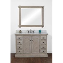 InFurniture WK8148-AP TOP 48 in. Solid Recycled Fir Single Sink Vanity With Arctic Pearl Quartz Marble Top-No Faucet