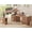 Brown, variant on SEDETA Fluted L Shaped Standing Desk with Storage Drawers Shelves, 2 Person Long Electric Adjustable Height Office Desk, Corner Computer Workstation with Built-in Charging Station, Oak
