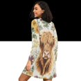 thumbnail image 2 of FORMRS Womens Long Sleeve Nightgowns Crew Neck Sleep Shirt Soft Pajamas Sizes S-3XL, Floral Cow, 2 of 8