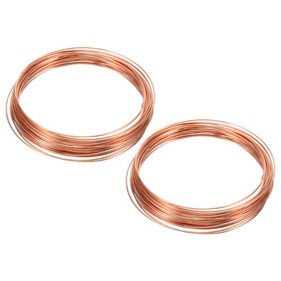 Uxcell Half Hard Copper Wire, 2Pcs 20Gauge/0.8mm Diameter 7m/22.96ft Craft Wire
