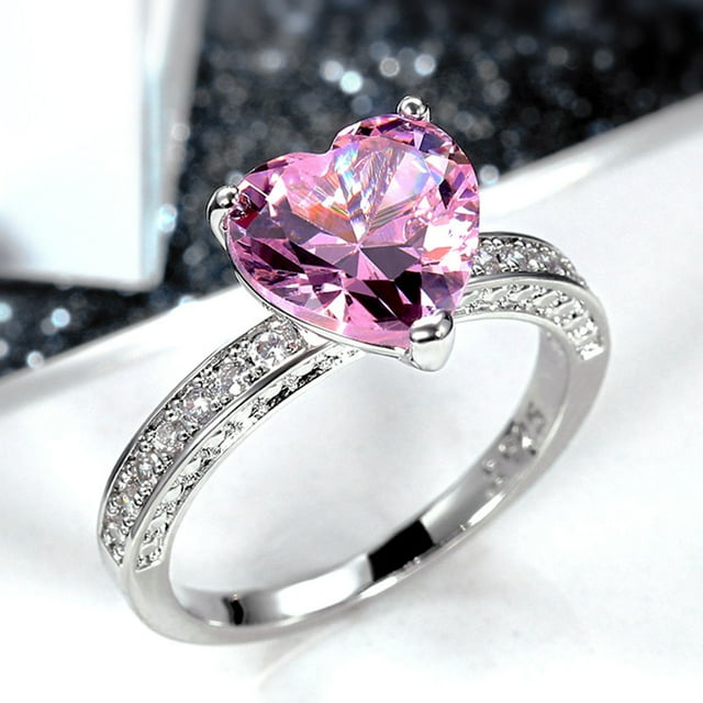 DPTALR Wedding Ring Inlaid With Heart-shaped Diamond Zircon Ring Women's Engagement Jewelry