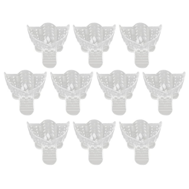 Impression Tray, Plastic Portable Perforated Impression Tray 10pcs Transparent For Dentists For Hospital Upper Teeth,Lower Teeth