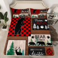 thumbnail image 2 of Homewish Wildlife Bear Family Queen Sheet Sets, Vintage Rustic Plaid Flat Sheet, Countryside Queen Fitted Sheet,Luxury Bedroom Decor, 4 Pieces, 2 of 7