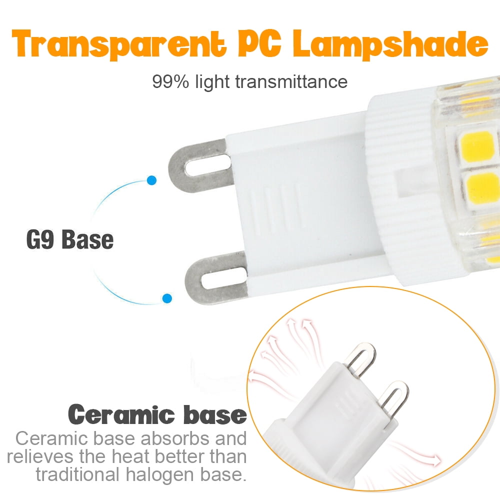 Ledgle ampoule led g9 sans scintillement,700lm non-dimmable, 8w équivalent  80w, blanc chaud 3000k, lot de 5 - Conforama