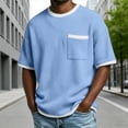 thumbnail image 2 of NinXxx Men's Summer Knit Pocket Breathable Casual Blend Comfort Tee Light Blue L, 2 of 6