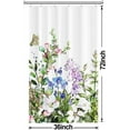 thumbnail image 6 of Stall Shower Curtain, Wild Pink Floral Shower Curtain Green Plants with Butterfly Waterproof Fabric RV Shower Curtain Set with Hooks, 36x72 Inch, 6 of 6