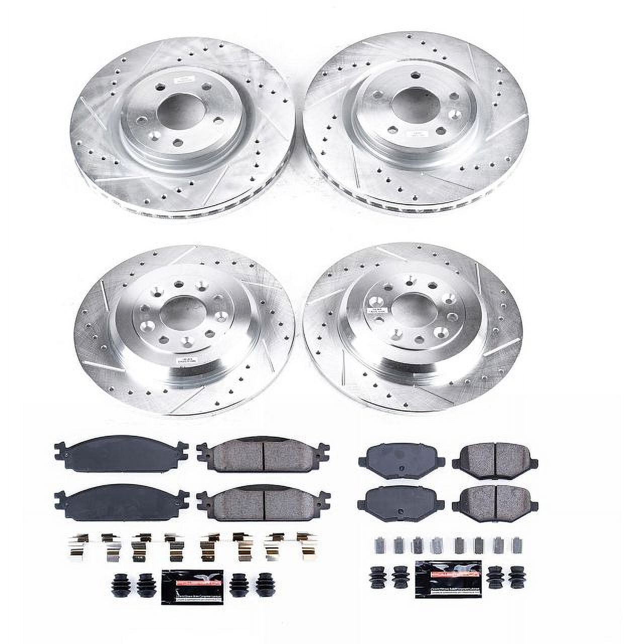 PowerStop Front and Rear Z23 Evolution Sport Carbon-Fiber Ceramic Brake Pad and Drilled & Slotted Rotor Kit Fits: LINCOLN Select Models K8970