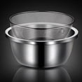 thumbnail image 5 of Lumxatz 2 PC Stainless Steel Microporous Colander Set, Large Capacity 304 Metal Strainer with Mixing Bowl, for Washing Vegetables, Fruit, Rice and Draining Cooked Pasta, Dishwasher Safe E, 5 of 6