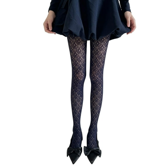 Slimming Sheer Pantyhose With Hollowout Lace Designs Soft Nylon Fabric Tights Patterned Stockings For Women Daily Wear