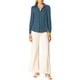 thumbnail image 2 of CAMISAS ELEGANTES PARA MUJER INSPIRADAS CHIC, CON CUELLO EN V, MANGAS LARGAS, BLUSA DE SATÉN SUAVE, TAMAÑO S, GRIS AZUL, 2 of 8