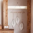 thumbnail image 2 of CHAO Tapiz tejido para colgar en la pared de macramé, decoración bohemia, plumas de hojas, adornos de algodón hechos a mano, decoraciones para apartamentos, decoración para sala de estar y dormitorio, 2 of 5