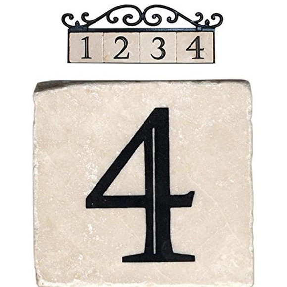 Azulejos de Número de Casa NACH Marble Beige Clásicos 4x4 pulgadas
