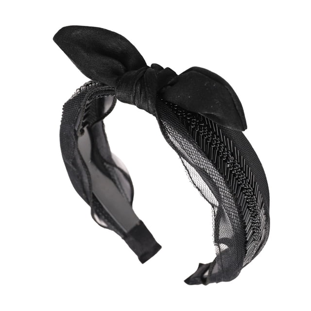 Sonducket Bandas para el cabello Aro de cuentas de encaje Estilo elegante Orejas de conejo negras Antideslizantes con diademas de engranajes para bodas de Accesorio para el cabello Lazo negro Sonducket AP010008-04B