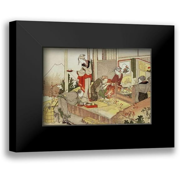 Hokusai 14x11 Black Modern Framed Museum Art Print Titled - A Netsuke Workshop 1798