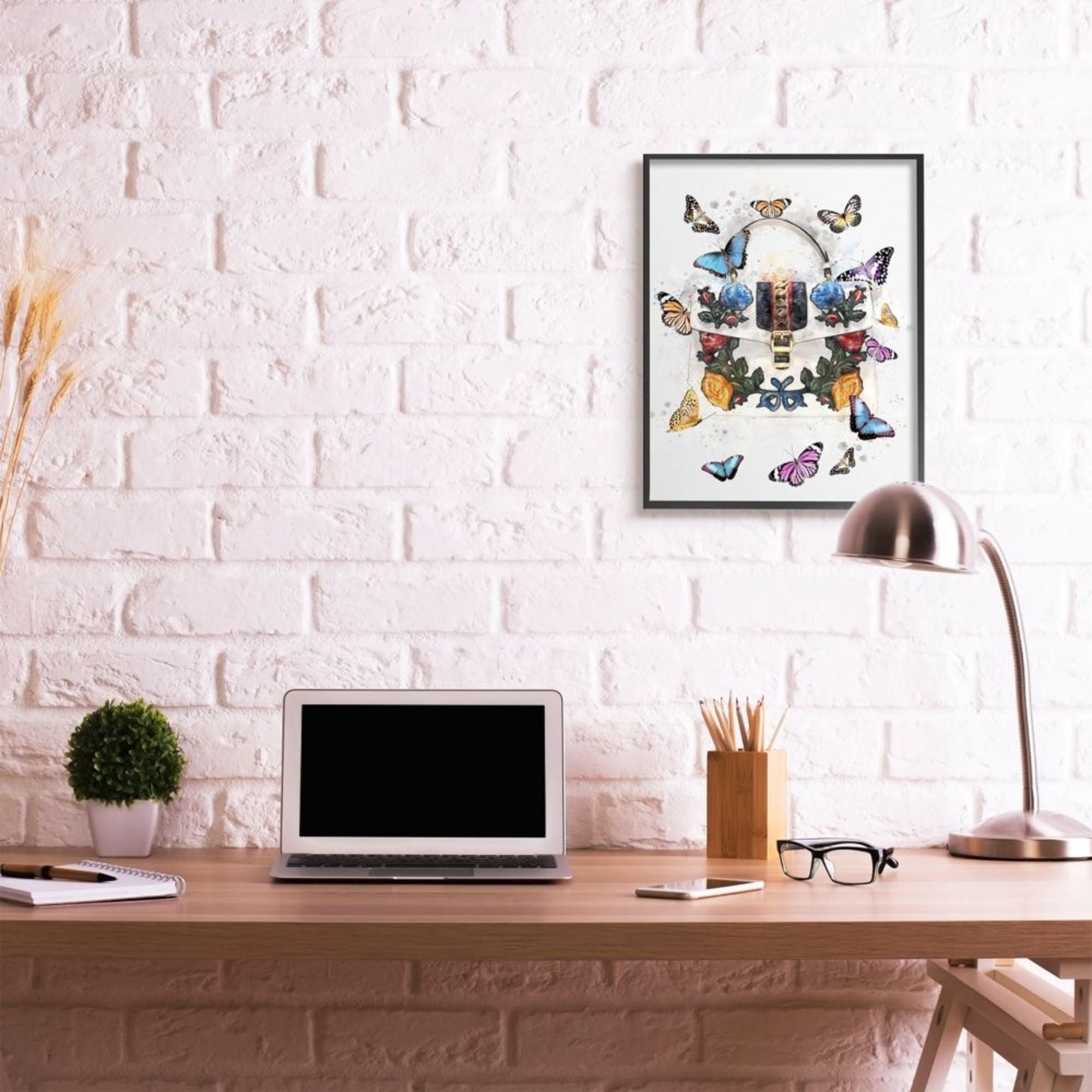 Stupell Industries Fashion Buckle Purse Colorful Butterflies and Florals Design by Ziwei Li