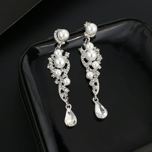 SEPARQI Women Bridal Wedding Earrings with Pearl Inlay Exaggerated Stud Earrings and Drop Earrings