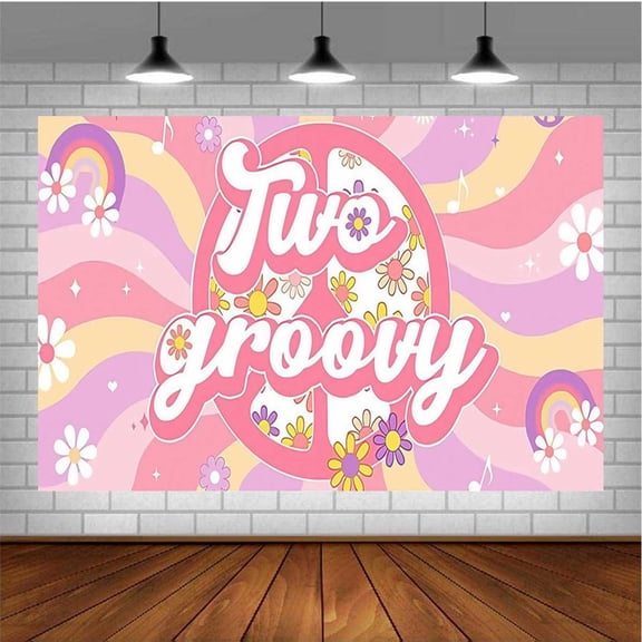 Two Groovy Banner Poster Wall Decor Birthday Backdrop Background Party Supplies Taspestry