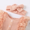 thumbnail image 5 of mgoYE Baby Girl Clothes Outfits Infant Summer Romper Cotton Linen Preemie Newborn Essentials Photography with Headband(Red,12-18 Months), 5 of 8