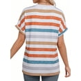 thumbnail image 3 of MOYIKO Womens Summer Tops Short Dolman Sleeve T Shirts V Neck Striped Loose Fit Casual Trendy Tees, 3 of 7