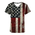 thumbnail image 5 of Fartey 4th of July Scrub Tops for Women Slim Fit Short Sleeve Tunic Top with Pockets Dressy Casual V Neck T Shirts Retro American Flag Graphic Tees Red XXL, 5 of 5
