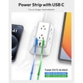 thumbnail image 5 of NTONPOWER Tiras de alimentación Enchufe plano con protección contra sobretensiones, cable de extensión montable con USB C, protector contra sobretensiones cable de extensión largo, blanco, 5 of 5