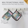thumbnail image 4 of Yayeee Oven Mitts and Pot Holder Set of 2 Heat Resistant Kitchen Gloves Baking Hot Pad, Green Window Sea, 4 of 5