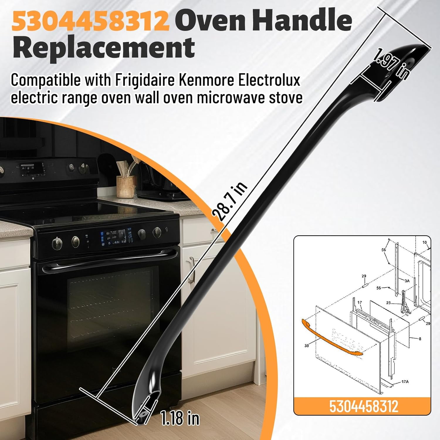 Oven Door Handle Replacement for   Electrolux Ranges 5304458312