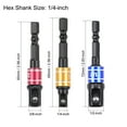 thumbnail image 2 of Juego de adaptadores de socket de extensión de vástago hexagonal de 1/4" Uxcell, grado de impacto, acero de alto carbono, negro, 3 piezas, 2 of 4
