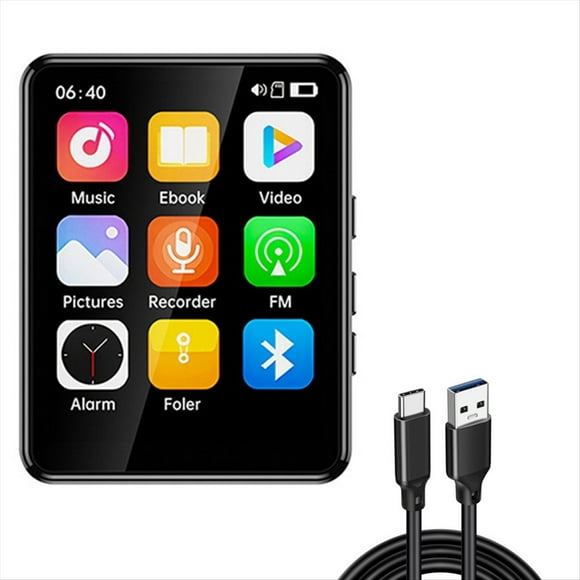 Reproductor MP3 de 2,4 Pulgadas con Bluetooth, Pantalla Táctil , Reproductor de Música HiFi, Altavoz Incorporado, EBook, Radio, FM y Vídeo.