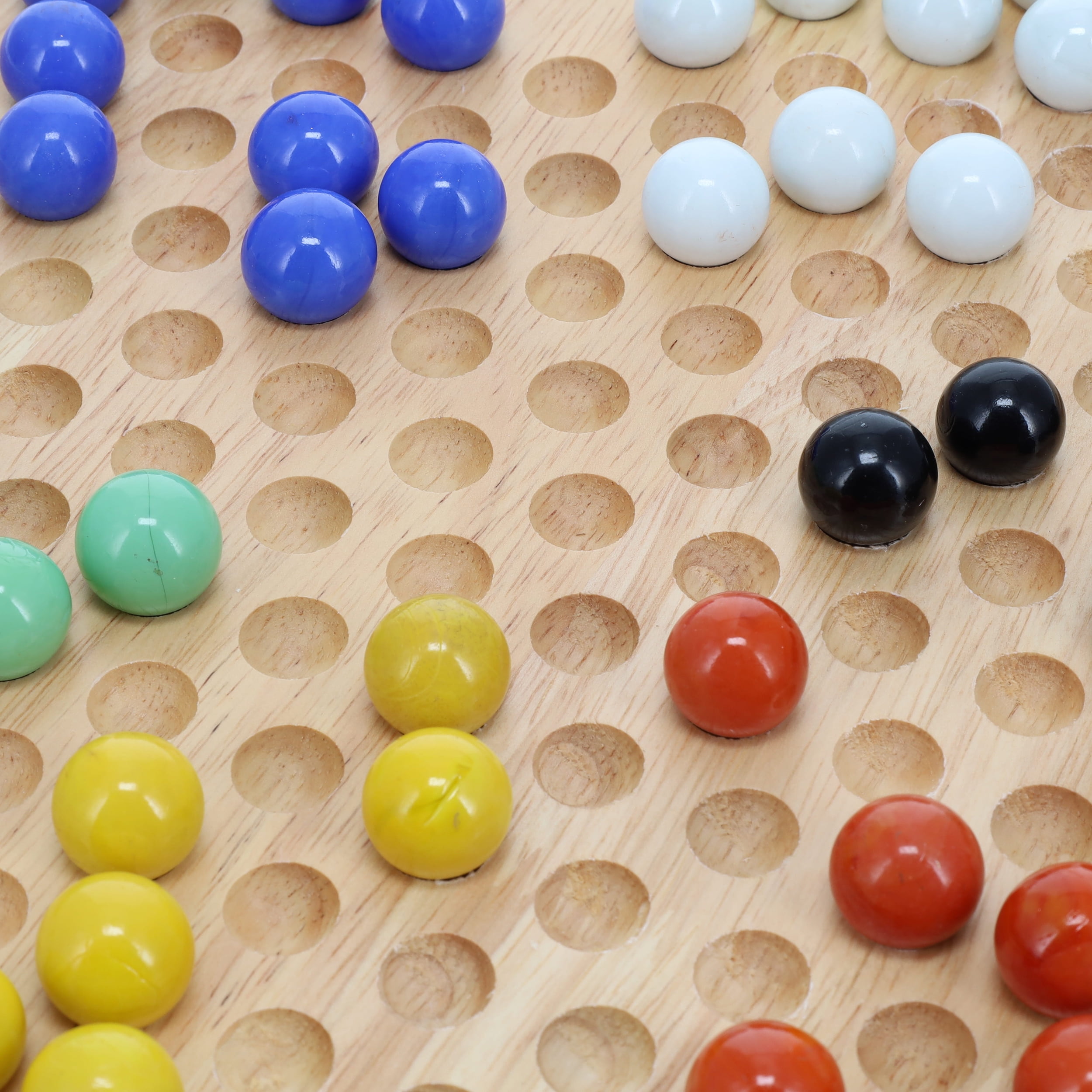 WE Games Solid Wood Chinese Checkers Board Game Set with Glass Marbles, 11.5 inches