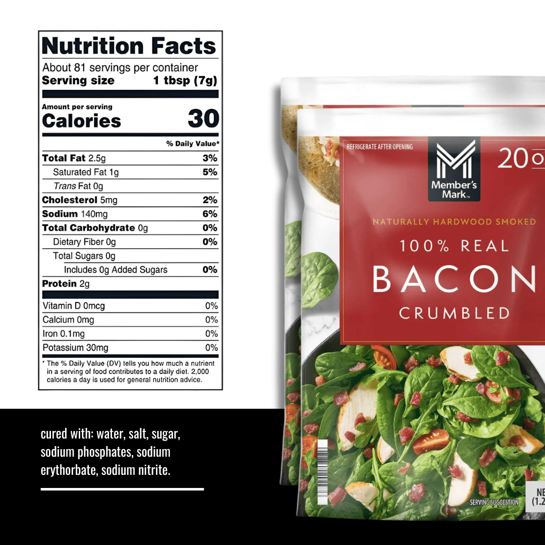 Real Bacon Bits 20 oz (2 Pack) – Cooked Bacon Crumble for Salads, Tacos, Burgers, and More – Perfect for Quick Meals, Snack Topping, and Cooking