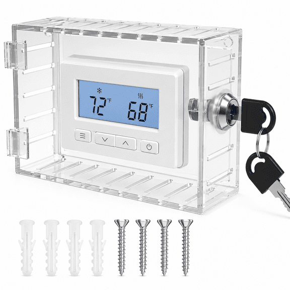 Universal Thermostat Lock Box with Key Clear Acrylic Thermostat Cover Guard with Lock Easy to Install for Home Office School Restaurant 4.7 x 7.3 x 2.2 Inches
