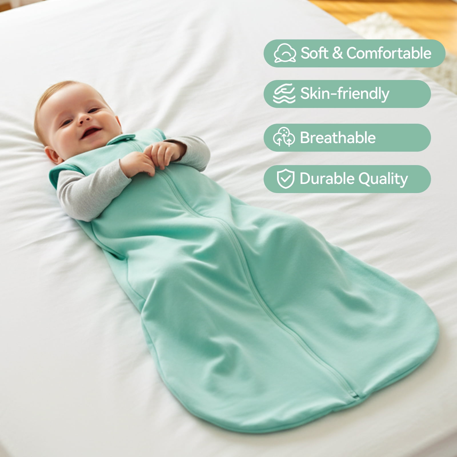 Baby Sleep Sack 12-18 Months 100% Cotton Baby Wearable Blanket 2-Way Zipper Breathable Lightweight Unisex Sleeping Bag 0.5 Tog Toddler Sleep Sack (3 Pack)