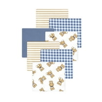 Little Treasure Hudson Baby Boys Cotton Poly Flannel Receiving Blankets Multipack, Blue Gentleman Bear, 30x30 inches