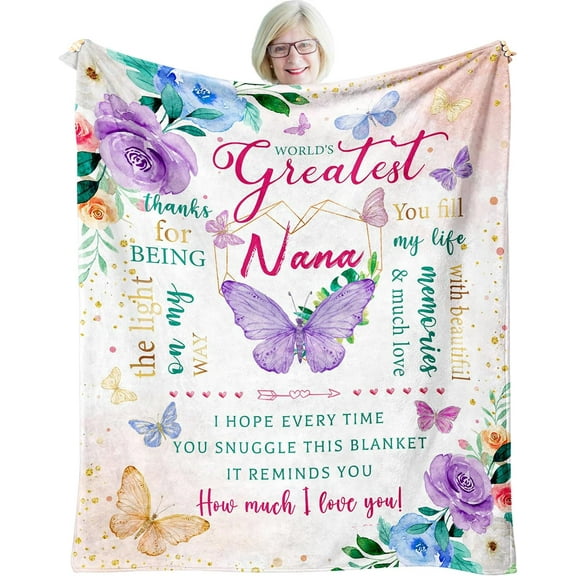 Nana Gifts, Gifts for Nana Mothers Day Birthday Throw Blanket 60" X 50", Unique Nana Birthday Gifts, Best Nana Ever Gifts, Nana Gifts from Grandkids, Presents for Nana, Nana Birthday Gifts
